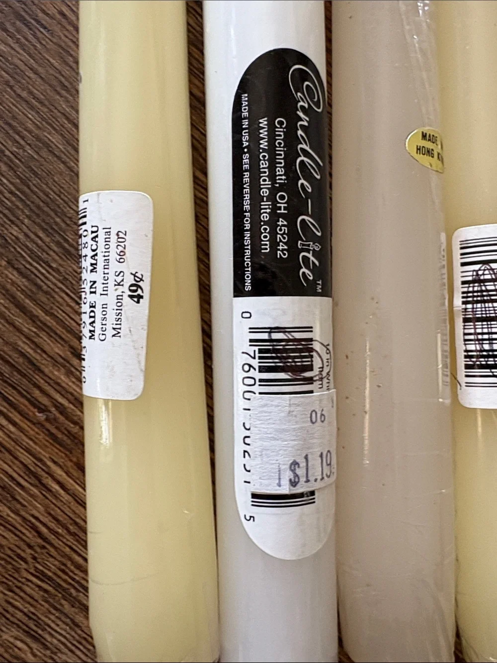 Lot of VTG Ivory and White Taper Candles -